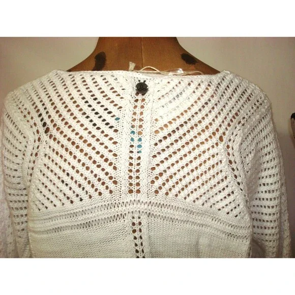 NWT New Womens M Prana Sweater Getup White Soft Organic Cotton Casual Loose Knit